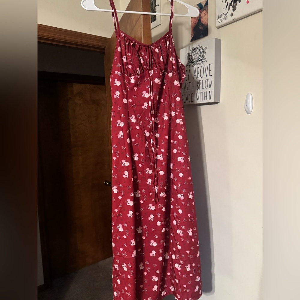 SHEIN Red Floral Maxi Dress
